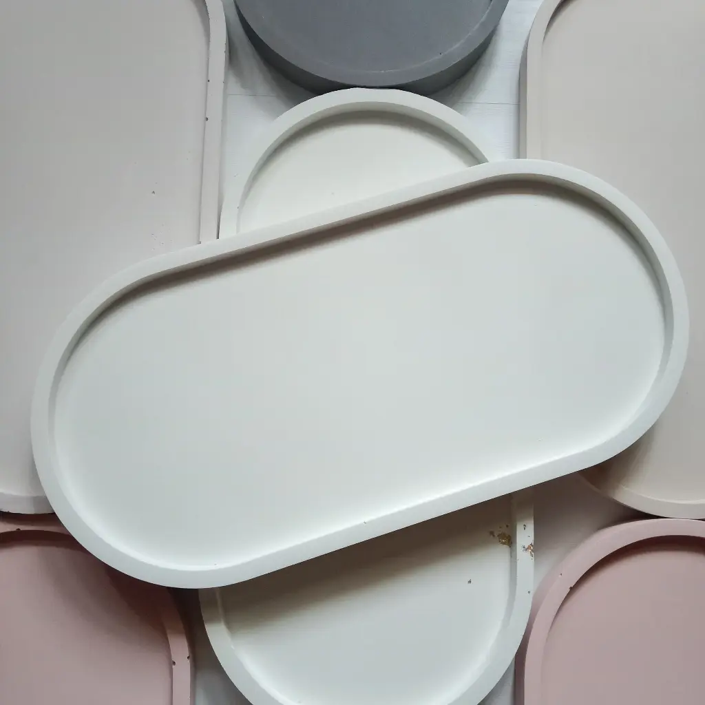 Coaster Oval Concrete  P. 23 x L.11.3 x T. 1.2 cm /Hiasan rumah/ Tatakan gelas / Tatakan Skincare/ Perhiasan/ Tatakan pot kaktus/props photo /Dll