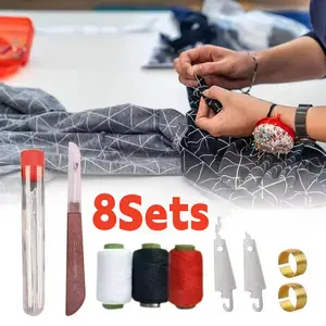 1/2/3/5/8Sets Alat Jahit Jarum Baja Mata Besar Dengan Benang Jarum Jahit Tangan Jarum Baja Portabel Rumah Tangga Jarum Kecil Jarum Bordir