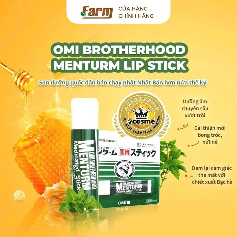  Son Dưỡng Ẩm Bạc Hà Dành Cho Môi Khô Và Nứt Nẻ Omi Brotherhood Menturm  Nhật Bản  - FARM 