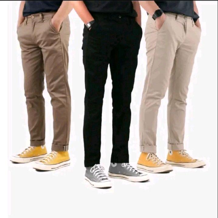 (PAKET 2 CELANA)Celana panjang pria slimfit chinos nevada strech/elastis bahan Twill Katun Stretch Nyaman Melar Casual 0