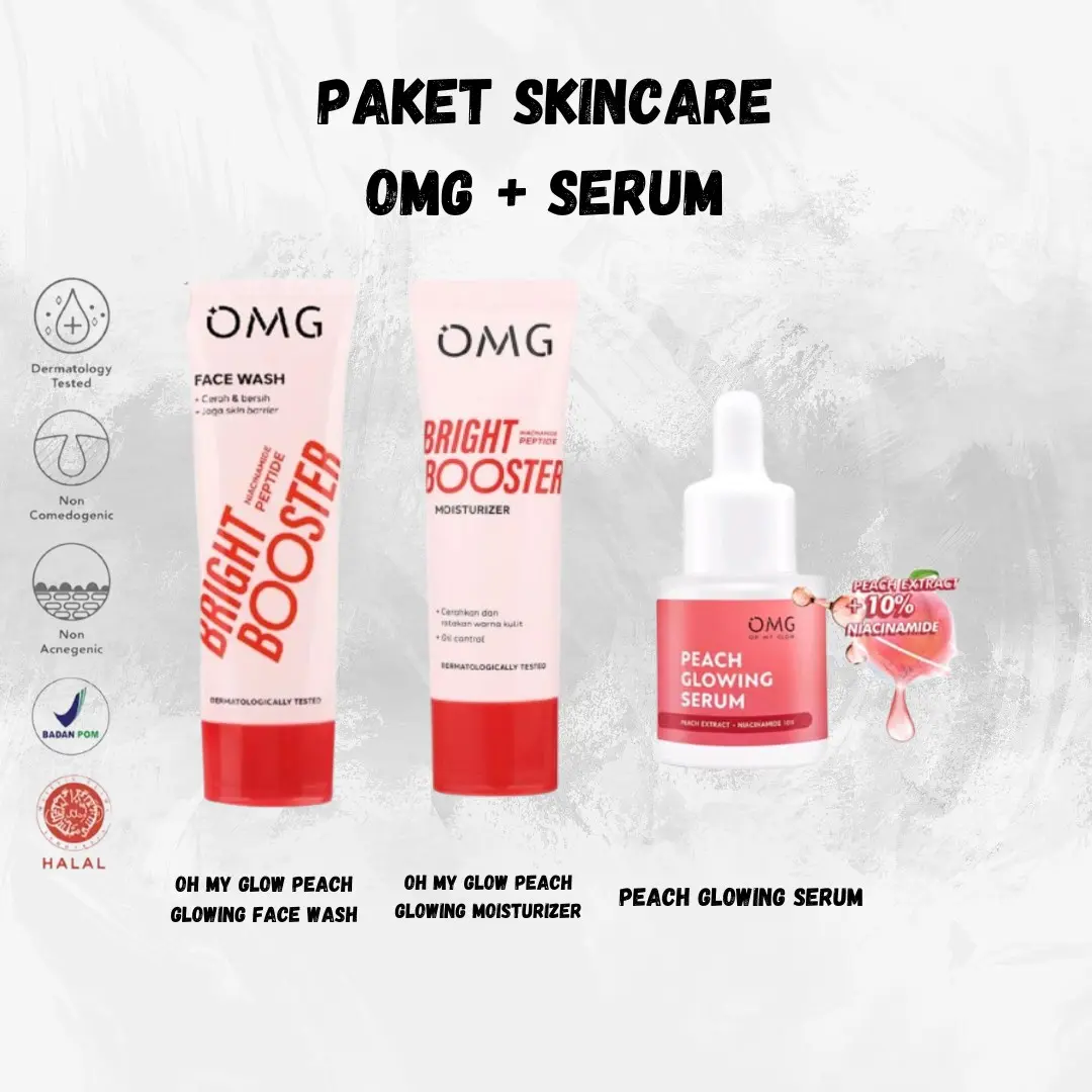 Oh My Glow series - face wash toner cream serum Peach Pelembab Extract Melembutkan Mencerahkan Vitamin Wajah