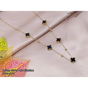 Kalung wanita clover boba titanium bolak balik 9mm