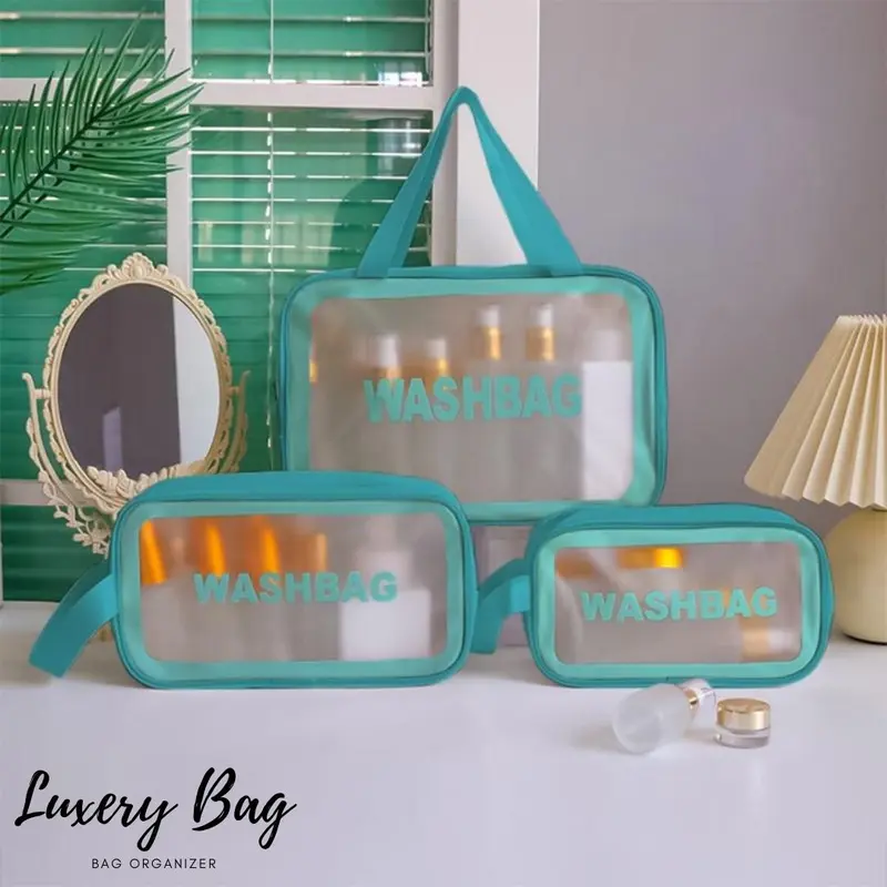 Pouch Penyimpanan Kosmetik Transparan WASHBAG Waterproof High Quality 3