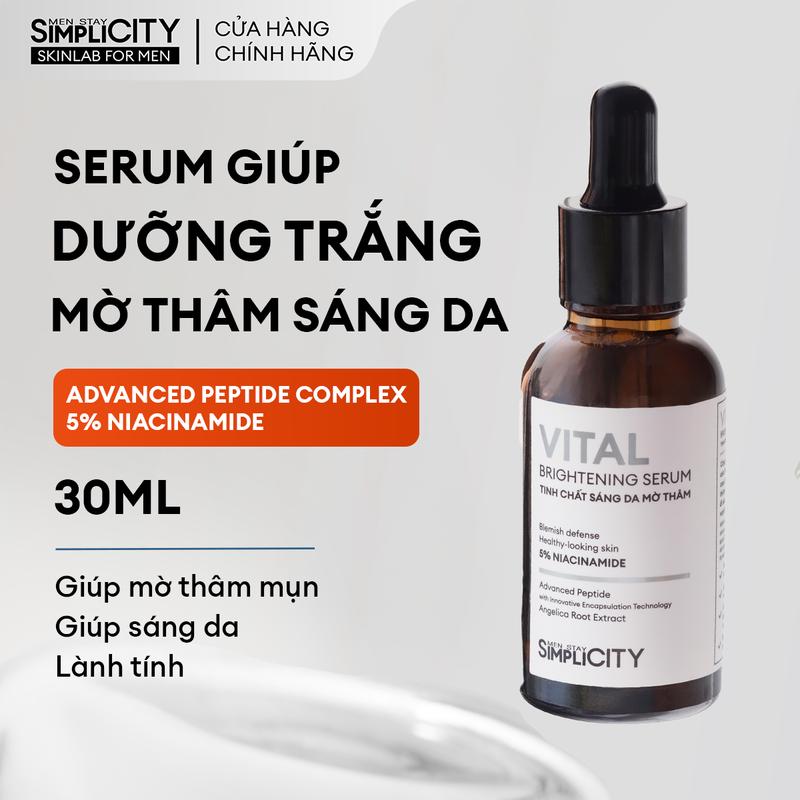 Serum giúp dưỡng trắng mờ thâm 30ml cho nam Men Stay Simplicity Vital Facial Skin Brightening với Niacinamide 5%
