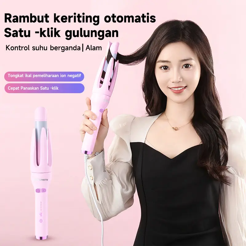 MAIMEITE 2in1 Catokan Curly Otomatis Catokan Keriting Rambut Otomatis Lon Negatif Catokan Rambut Curly Rambut Panas Cepat Pengingat 2