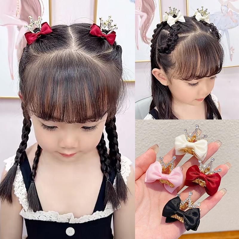 Kẹp Tóc Trẻ Em, Nơ Hai Mặt, Kẹp Nhỏ Phụ Kiện Tóc, Thích Hợp Cho Tóc Mái Bên Nhỏ Kẹp Tóc Cho Bé Gái, Cỡ Mini, Với Móng Vuốt Tóc Nơ