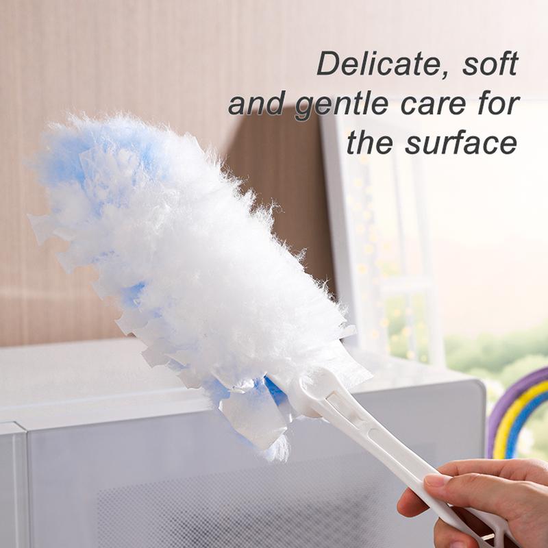 Product Introduction of Electrostatic dust removal duster with adsorption function for sweeping dust, suitable for household and car use. It can be folded and is a magic tool for cleaning cobwebs, fan dust and the like. It's similar to a feather duster. 4