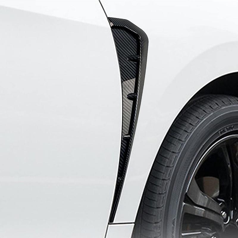 Cánh lướt gió lưới tản nhiệt, 2 mảnh, luồng không khí trang trí, nhãn dán Fender tương thích ABS, cánh lướt gió màu đen, lỗ thông hơi bên Fender ô tô