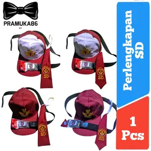 Setelan 1set Perlengkapan Sekolah SD Putra & Putri / 1set Paket Topi Sabuk Dasi Sekolah Dasar