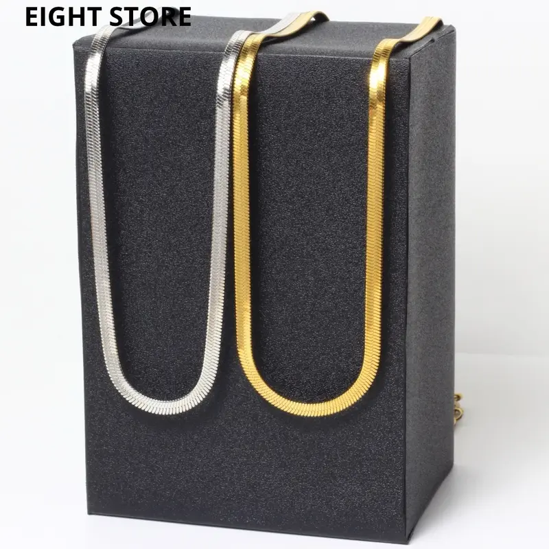 Kalung Titanium Pria/Wanita Model Pipih 3mm Anti Karat Dan Tidak Luntur. 0