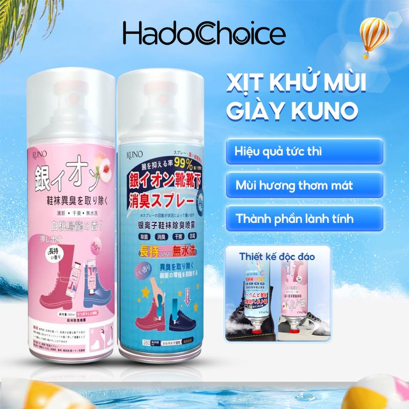 Combo 5 chai xịt khử mùi giày dép KUNO chống hôi chân, lưu hương thơm mát