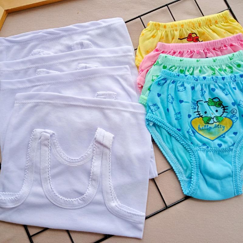 Paket 3Stel dan  6 Stel  Celana Dalam Anak Bayi Perempuan dan  Singlet Anak-Kaos Dalam Bayi Cewek  Fashion Motif Hello kity 2