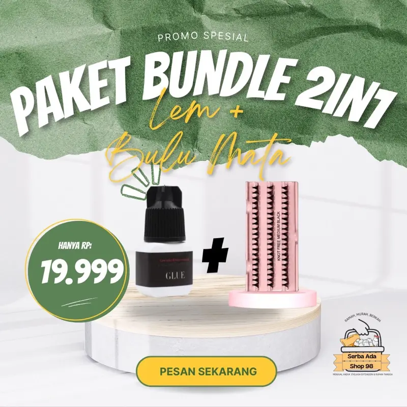 PAKET BULU MATA 2in1 KNOT FREE TEBAL DAN LENTIK LENGKAP 2in1 SIAP PAKAI - PAKET EYELASH EXTENSION EXTRA TEBAL DAN LENTIK MURAH!! 0