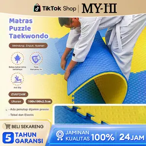 [Big Sale] Karpet Taekwondo Matras Anti-Selip untuk Foam Matras Bela Diri Matras Tebal 100x100x2.5cm Matras Puzzle Alas Lantai - Biru-kuning 2.5cm