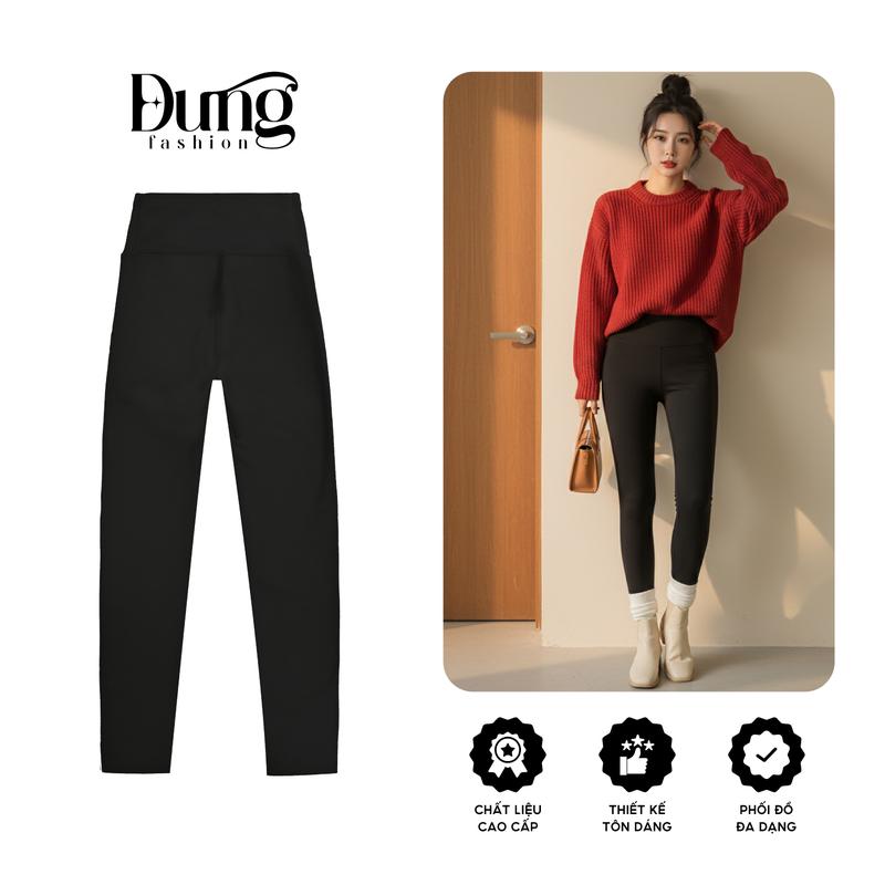 Quần Legging Nữ Lót Lông Dung Fashion Giữ Ấm Mùa Đông Cạp Cao Nâng V3 Không Túi Siêu Co Giãn Thoáng Mát Chất Liệu Umi Hàn Cao Cấp Tôn Dáng Cực Chuẩn - MSP : LG17