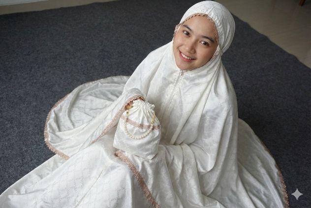 Ra Fashion - Mukena Dewasa Safiyya 2in1 sutra silk Jacquard Dewasa Jumbo Renda Cantik Panjang Mewah Travel