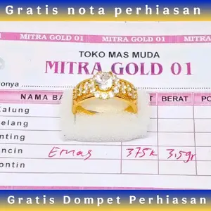 Cincin E.M.A.S Muda Asli Motif Lingkar Permata Gratis Dompet Dan Surat Perhiasan Dari Toko