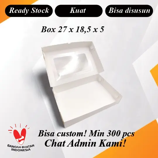 (10 pcs) Tempat ivory donat, dus donat, box donat 27 cm x 18.5 cm x 5 cm Jendela Mika