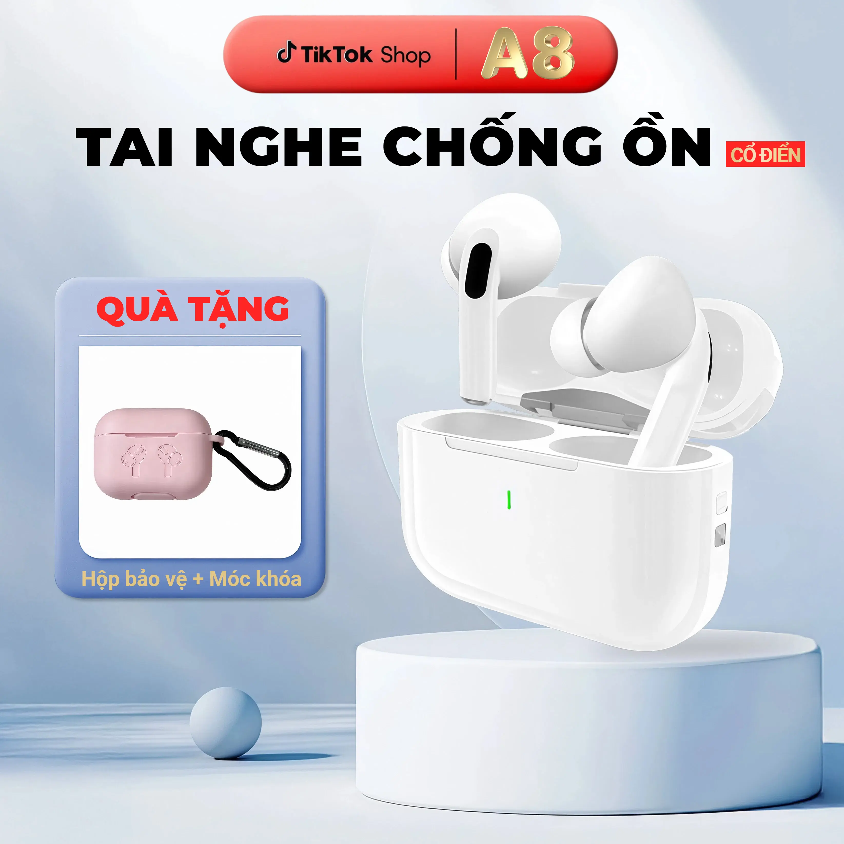 KY A8 Tai Nghe Giảm Tiếng Ồn, Âm thanh nổi HiFi, Chất lượng cao, Thời gian nghe 4-6h, Chống nước iPX5, Với iPhone và Android
