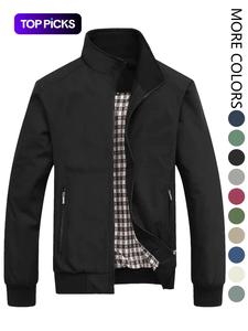 Chamarra casual de hombre para primavera y otoño, tejido de poliéster ligero, portátil y fácil de almacenar para viajes y traslados