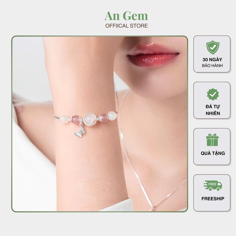 Product Introduction of Vòng tay nữ bạc S925 đá tự nhiên An Gem mix charm bướm móc cài freesize, lắc tay nữ đá phong thủy năng lượng hợp mệnh phong thuỷ quà tặng sinh nhật giáng sinh Noel Tết Valentine [TẶNG CHỈ ĐỎ] 9