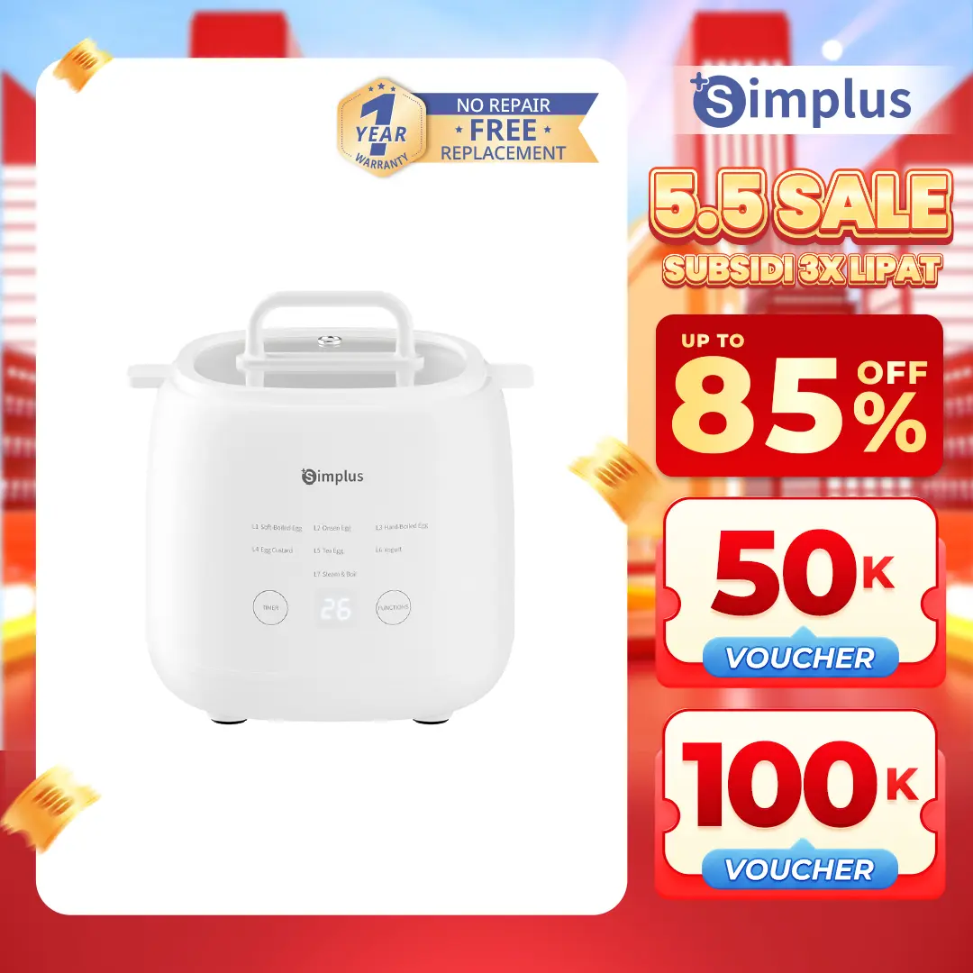 【GUNCANG 5.5 SUBSIDI 3X LIPAT】Simplus Kukusan Telur Multifungsi Pengukus Telur 7 Mode Penjadwalan 24 Jam Layar Digital Pengukus Telur Yogurt DZEG006