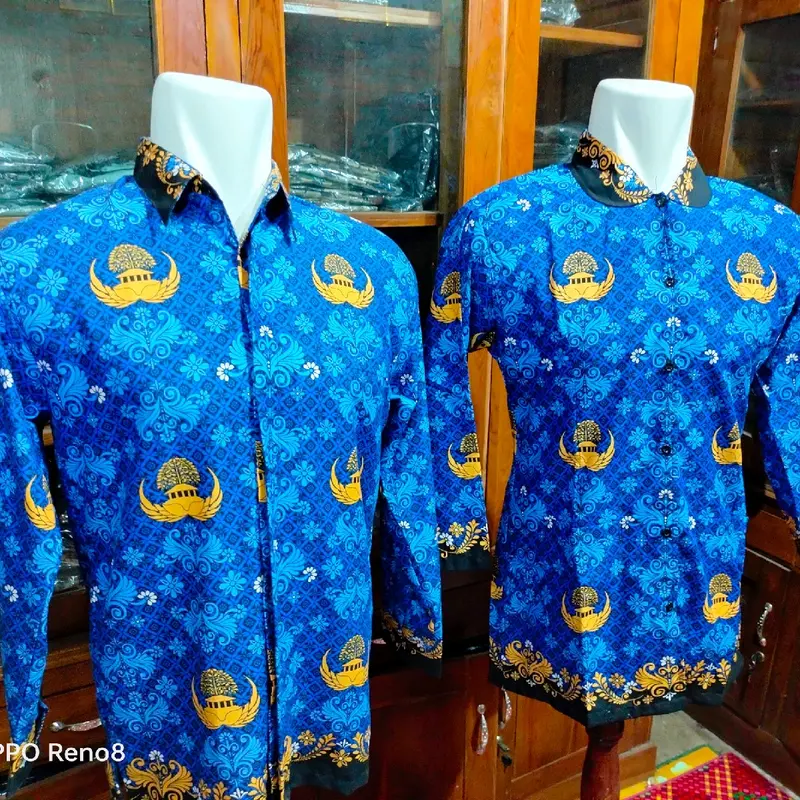 BATIK KEMEJA  COWOK &WANITA KORPRI TERBARU LAPIS FURING KRAH HITAM Wanita 2