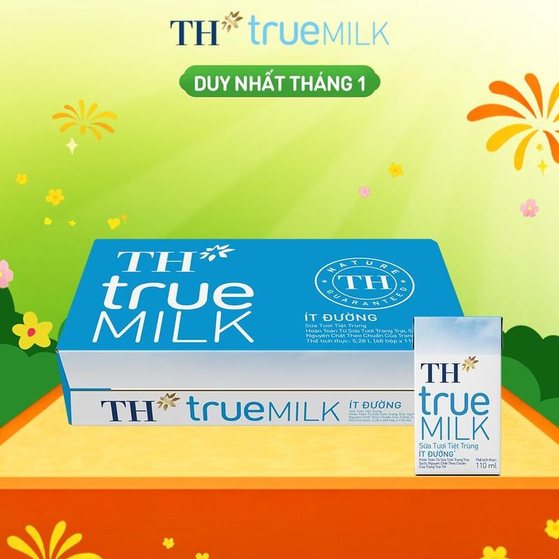  Thùng 48 hộp sữa tươi tiệt trùng ít đường TH True Milk 110ml  110ml x 48  