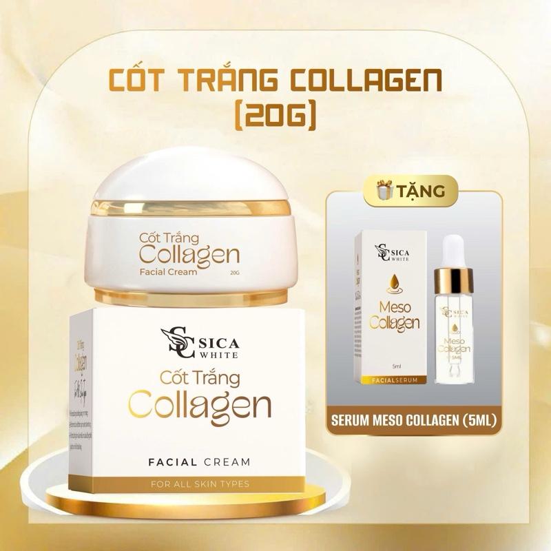 Kem cốt trắng collagen 20gram tặng kèm serum meso 5ml. Hỗ trợ dưỡng trắng,hỗ trợ mờ thâm nám. Skincare Massage
