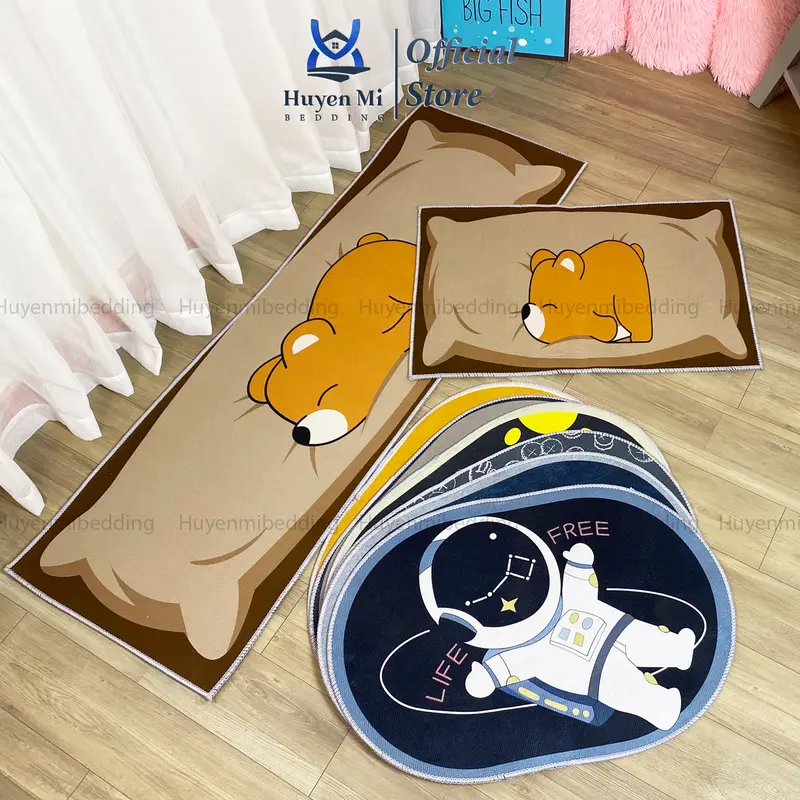 Huyền Mi Bedding Combo 1 Bộ Thảm Bếp 2 Tấm Theo Mẫu 40x120cm & 6 Tấm Thảm Lau Chân Ngẫu Nhiên Chất Nỉ Lì Chống Trơn Trượt Cao Su TPR Giữ Bụi Hiệu Quả 5