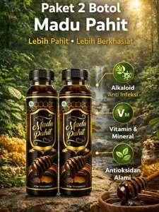 2 Botol Madu Hitam Pahit  - Kaya Nutrisi dan Antioksidan - Ukuran 250 ML Honey Syrup Herbal Sirup
