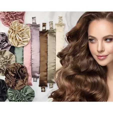1 Set （2pcs）Heatless Hair Curler Hair Rollers Silk Satin Rod Wave Alat Pengeriting Rambut Tanpa Panas Heatless Curl Hair Curler 7