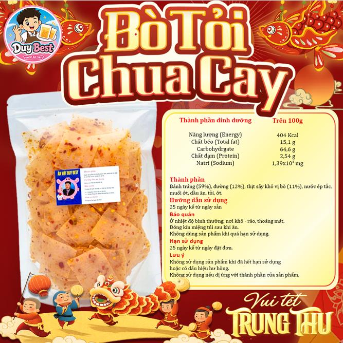 Tết Trung Thu (Độc Quyền) Bánh Tráng Bò Tỏi Chua Cay Duy Best - Vị Tỏi Cay Nồng & Chua Tươi Mới