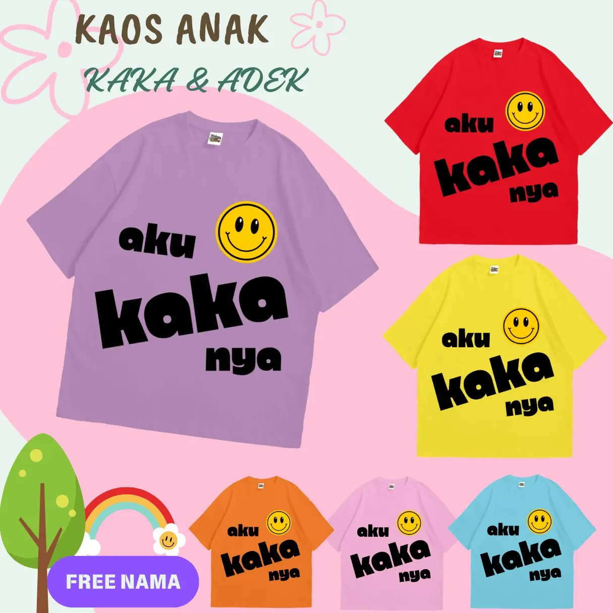 Kaos Anak Motif AKU KAKA NYA Unisex dari Usia 1-15 Tahun | Bahan Combed 30s - Fashion Anak