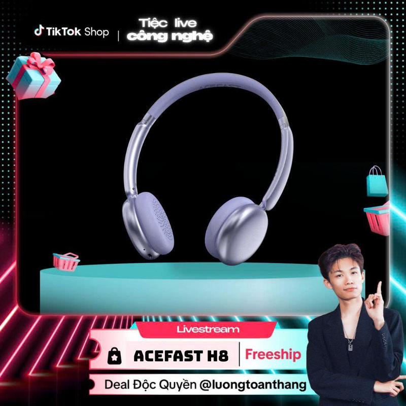 [Smartcom X Luongtoanthang712] Tai nghe trùm H8 Acefast - Nghe nhạc chất lượng cao - 3 màu - Headphone trẻ trung, dung lượng pin lớn tainghe  chuptai airpods pro Bluetooth chống ồn