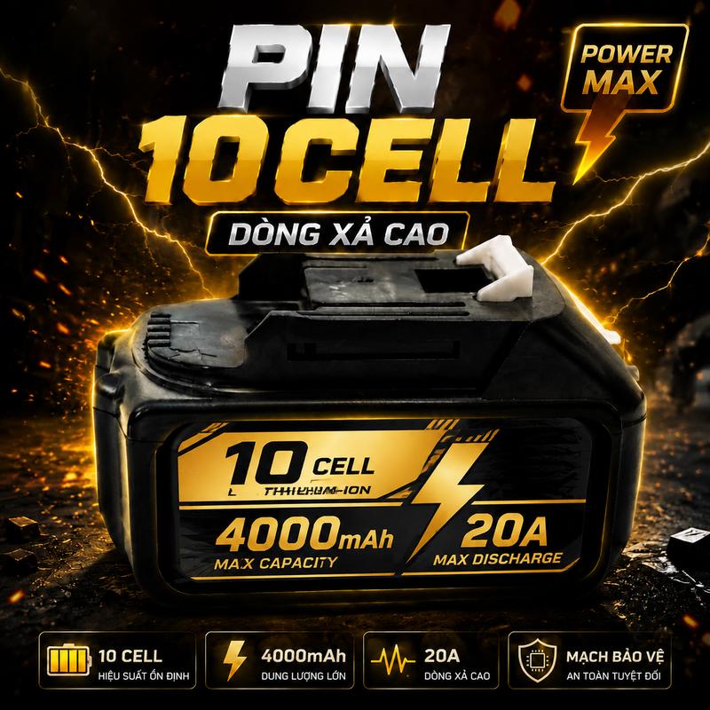 Combo Pin 10cell Tặng Sạc Chân Pin Phổ Thông M21 Dùng Cho Máy Khoan - Máy Bắn…