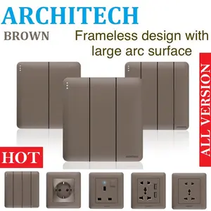 ARCHITECH INFINITY A63 BROWN SAKLAR DAN STOP KONTAK / SAKELAR LAMPU / SWITCH SOCKET /  SERIES BROWN gabungan