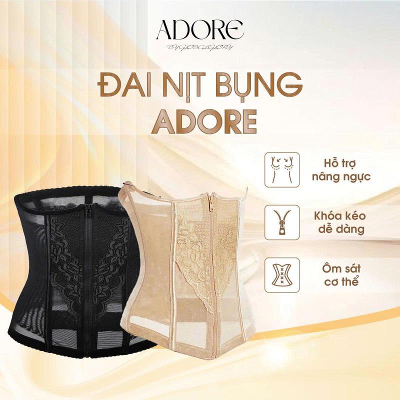 ADORE X KOL Gen Latex Bụng Định Hình Corset Co Giãn Chất Ren Mặc Thoải Mái Không Lộ Viền Có Khóa Kéo