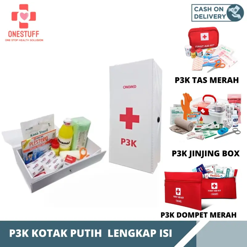 Kotak P3k Putih Lengkap isi 1 set Perlengkapan Alat Medis Pertolongan Pertama Tempat Obat 0