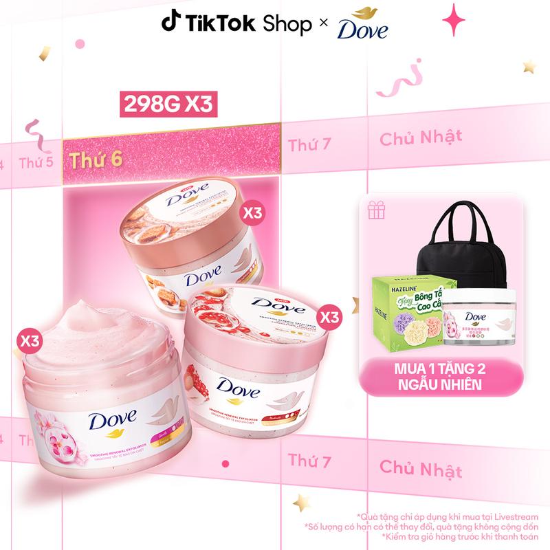   KOL Live 2  Combo 2 Smoothie Tẩy Da Chết Dưỡng Da Body Dove Hương Đường nâu & Hương dừa 298g  2  