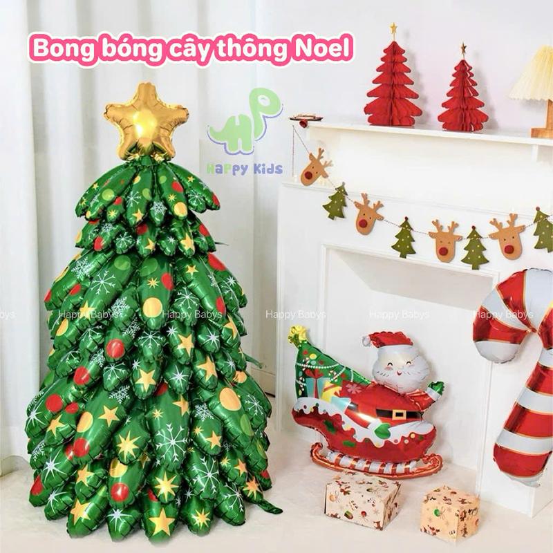   SIZE TO Kèm 2 đèn + đồ bơm  Cây thông noel bong bóng Decor trang trí giáng sinh bằng bóng bay size to 130cm 