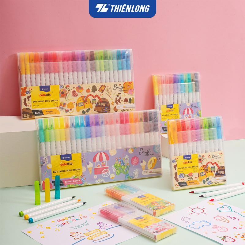Bút lông màu Fiber Pen Thiên Long Colokit 5 12 24 màu Morandi đầu Brush - viết màu lông an toàn tiêu chuẩn Châu Âu
