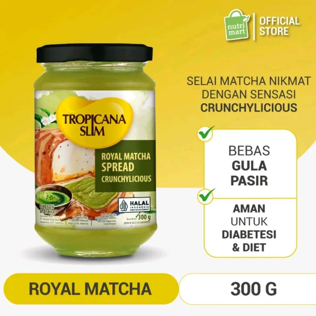 Tropicana slim Chocolate Spread / Strawberry Jam / Peanut Almond / Royal Matcha Spread 300gr