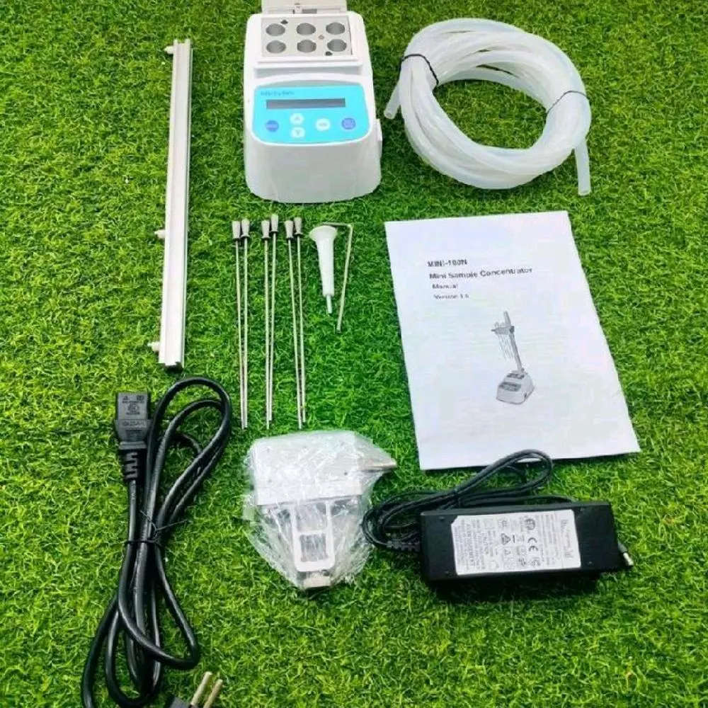 MIULAB Mini Sample Concentrator Nitrogen Evaporator Model Mini-100N dengan Pengaturan Posisi Jarum Gas dan Tinggi Kamar Udara Adjustable Height Air Chamber Plate 150mm Panjang Jarum Gas Standar