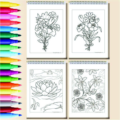 Flowers Coloring Book Cozy Book Adult Buku Mewarnai Remaja Dewasa Spiral Kertas Tebal Tema Bunga 7