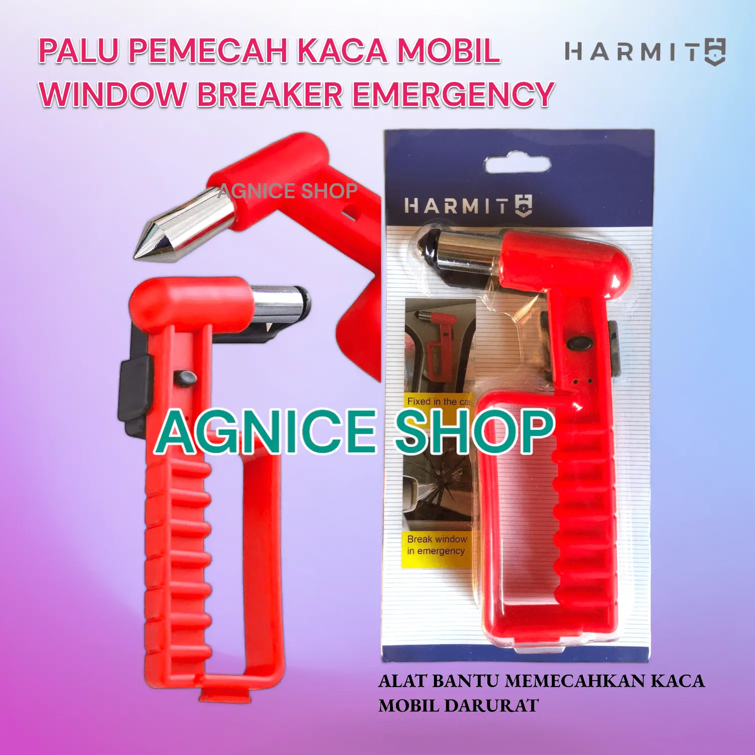 PALU Pemecah KACA Darurat Mobil / Harmit EMERGENCY Window Breaker Hammer