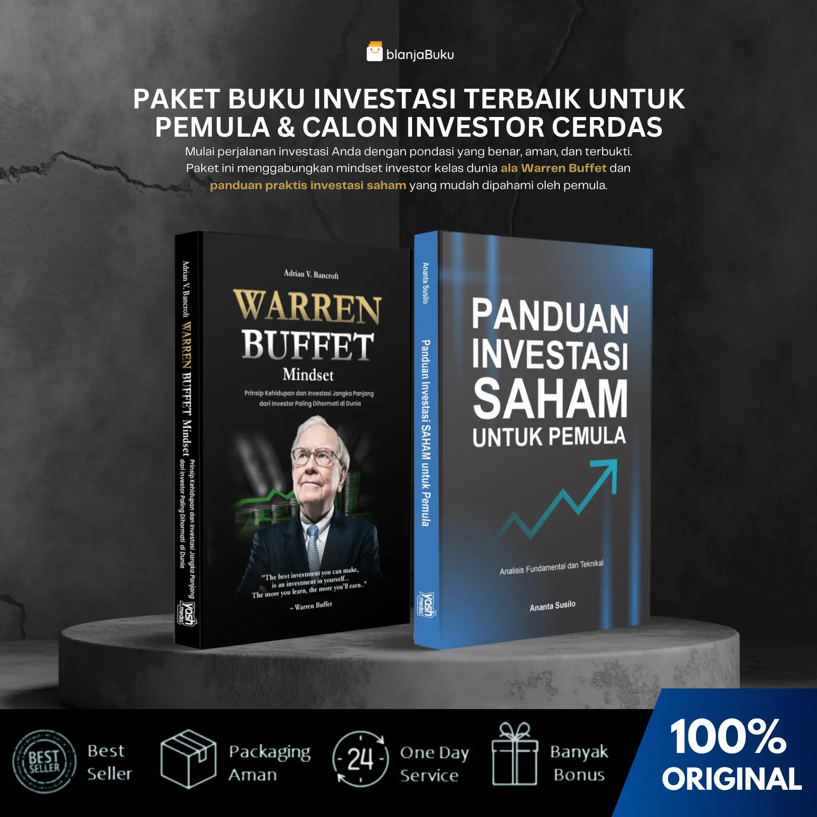 [BlanjaBuku] Paket 2 Buku Buat Investor Pemula (Warrent Buffet Mindset + Panduan Investasi Saham Untuk Pemula) - Yash Media