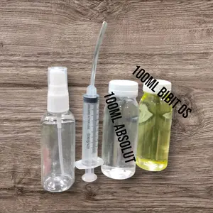 Paket komplit racik parfum,100ml bibit parfum os non alkohol + absolut +suntikan + botol plastik 60ml