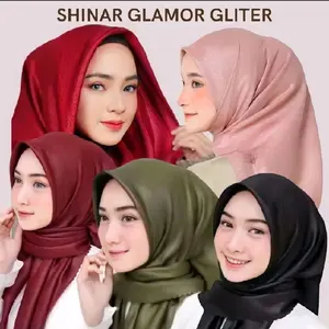 Hijab sinar glamour laser cut  Nyaman kerudung segi empat  Square shinar glither jilbab wanita muslim  Syari mewah glamor premium glowing Tebal