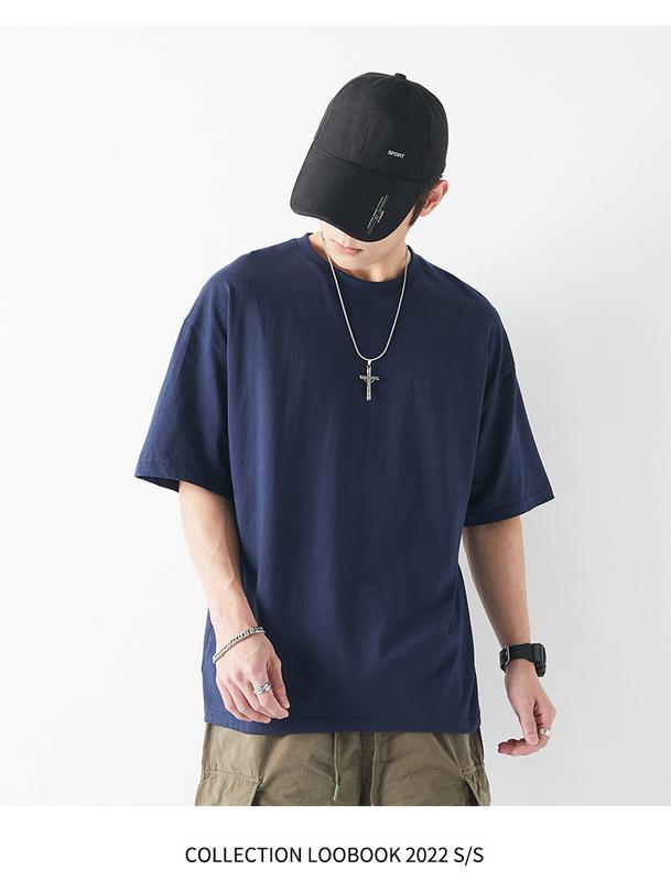 Product Introduction of EDC American Streetwear Heavyweight 230g Short Sleeve T-shirt Unisex Ins Basic Solid Color Undershirt 11